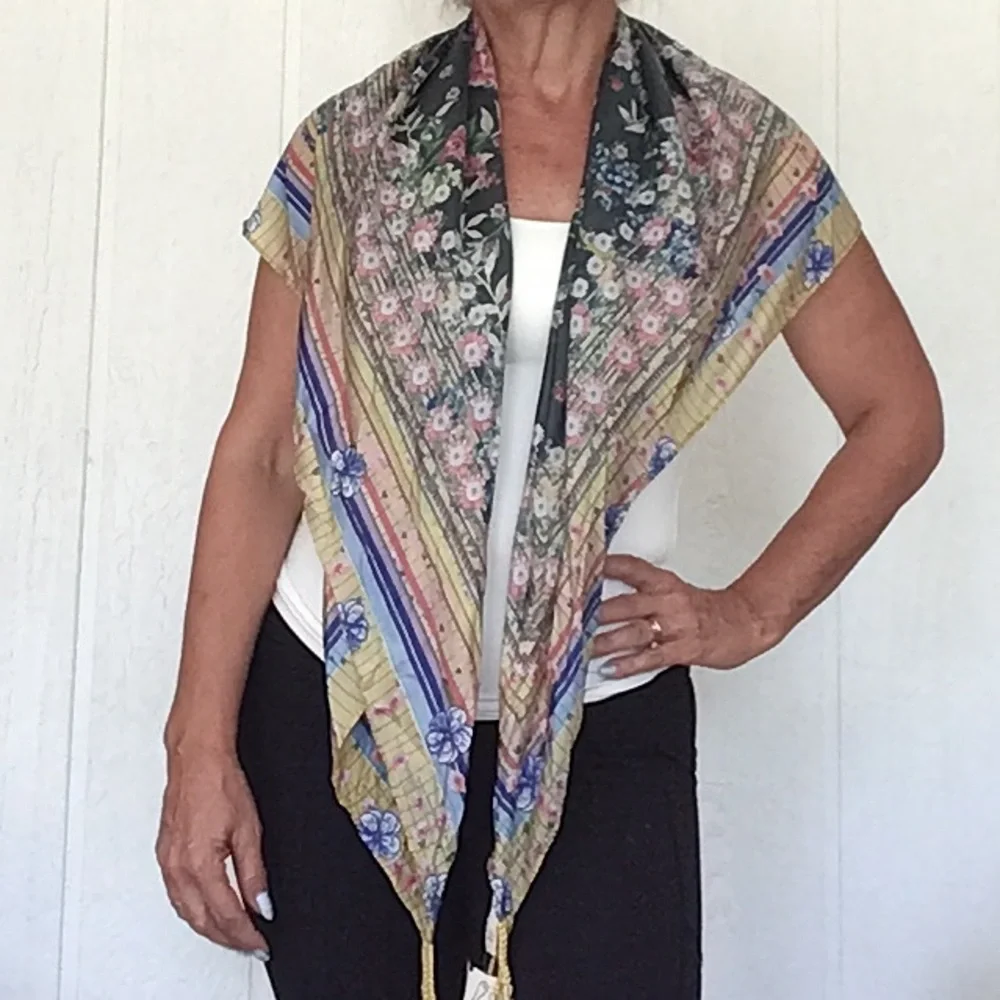 JOHNNY WAS SILK FLORAL SCARF NWT